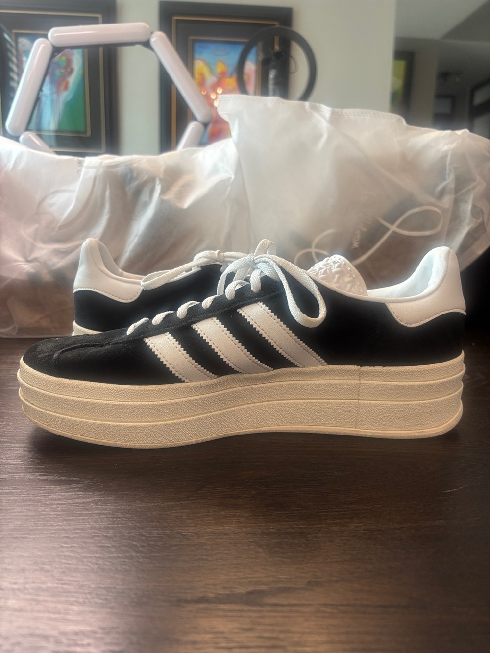 adidas Black & White Platform Lace-Up Sneakers